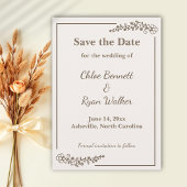 Rustieke Monochrome Bloemen Opslaan van de Datum Save The Date
