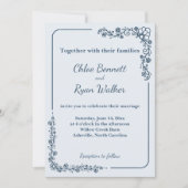 Rustieke monochrome bloemenbruiloft kaart (Voorkant)