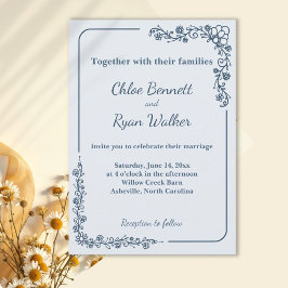 Rustieke monochrome bloemenbruiloft kaart