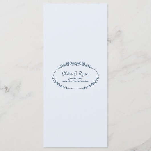 Rustieke monochrome bloemenbruiloft menu (Achterkant)