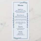 Rustieke monochrome bloemenbruiloft menu (Voorkant)