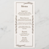 Rustieke monochrome bloemenbruiloft menu (Voorkant)