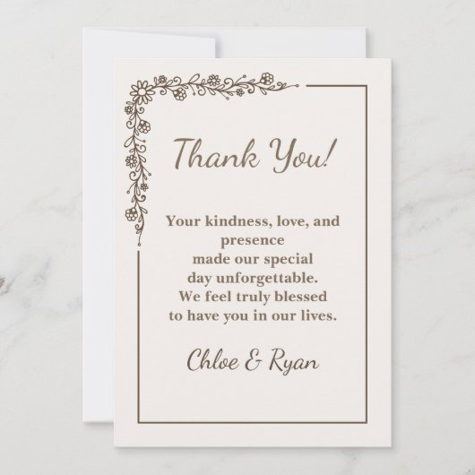 Rustieke monochrome bruiloft bedankkaart (Voorkant)
