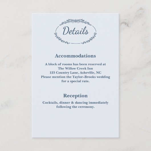 Rustieke monochrome bruiloft details informatiekaartje (Voorkant)