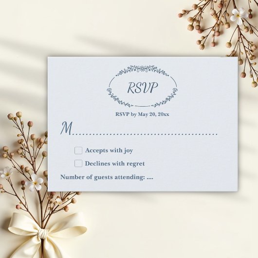 Rustieke monochrome bruiloft RSVP kaartje