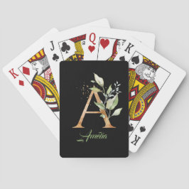 Rustieke monogram begroeiing gebladerte eucalyptus pokerkaarten