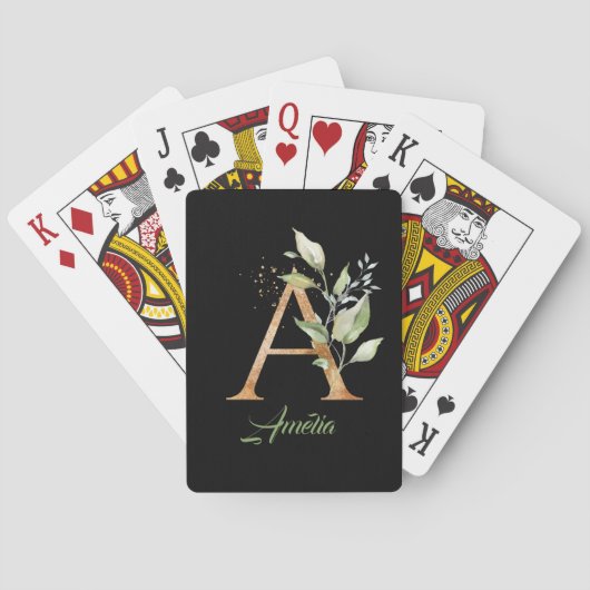 Rustieke monogram begroeiing gebladerte eucalyptus pokerkaarten (Achterkant)