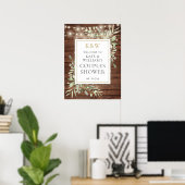 Rustieke Monogram Blad Bruiloft Feest Welkom Bord Poster (Thuiskantoor)
