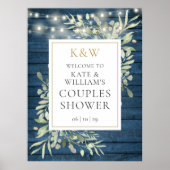 Rustieke Monogram Bladgroen Bruidsfeest Welkomstbo Poster (Voorkant)