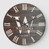 Rustieke Monogram Boerderij Aangepaste Familie Naa Grote Klok (Voorkant)