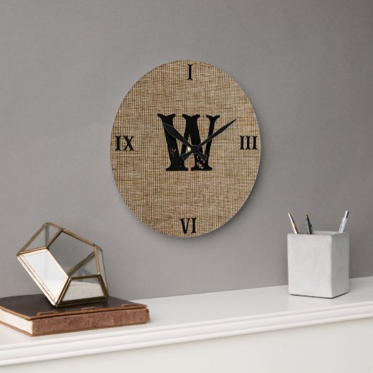 Rustieke Monogram Boerderij Aangepaste Familienaam Grote Klok (Kantoor)