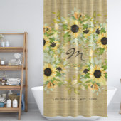 Rustieke monogram boerderij land burlap douchegordijn