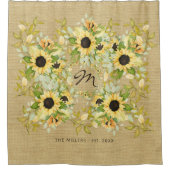 Rustieke monogram boerderij land burlap douchegordijn (Voorkant)