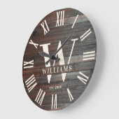 Rustieke Monogram Boerderij Naam Aangepaste Famili Grote Klok (Hoek)