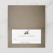 Rustieke Monogram Boom & Burlap Bruiloft Plaatskaartje (Buitenkant ongevouwen)