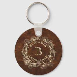 Rustieke Monogram Bruidsjonker Sleutelhanger