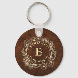 Rustieke Monogram Bruidsjonker Sleutelhanger