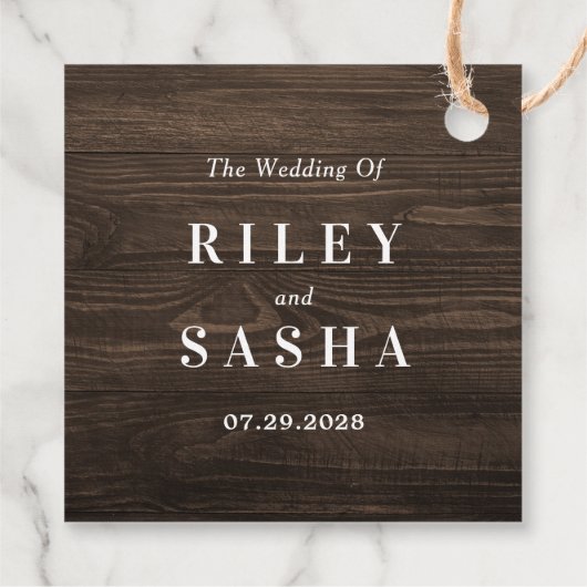 Rustieke Monogram bruiloft gunst Labels (Achterkant)