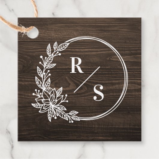 Rustieke Monogram bruiloft gunst Labels (Voorkant)