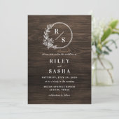 Rustieke Monogram bruiloft uitnodiging (Staand voorkant)