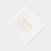 Rustieke monogram eenvoudige elegante naam bruilof folie servetten (Rechts)