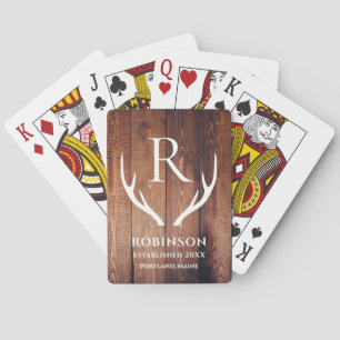 Rustieke Monogram Familienaam Meerhuis Hert Pokerkaarten