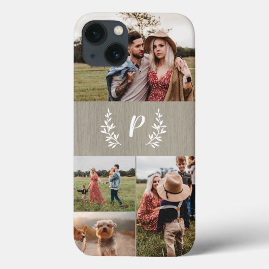 Rustieke Monogram Foto Collage Case-Mate iPhone Case (Achterkant)