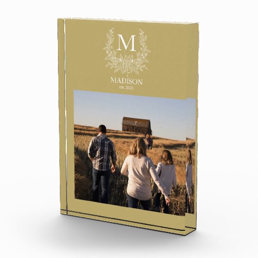 Rustieke Monogram Gepersonaliseerde Initiële Fotob Fotoblokken (Rechts)