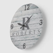 Rustieke monogram grijs drijfhouten klok (Hoek)