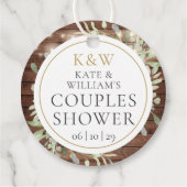 Rustieke Monogram Groene Huwelijksborrel Voor Kopp Bedankjes Labels (Achterkant)