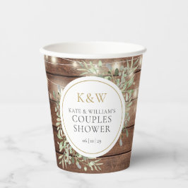 Rustieke Monogram Groene Huwelijksborrel voor Kopp Papieren Bekers