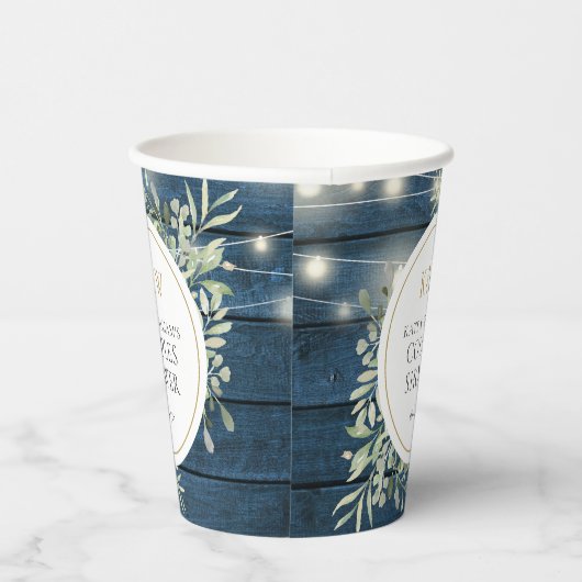 Rustieke Monogram Groene Huwelijksfeest voor Koppe Papieren Bekers (Rechts)