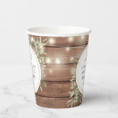 Rustieke Monogram Groene Huwelijksfeest voor Koppe Papieren Bekers (Links)