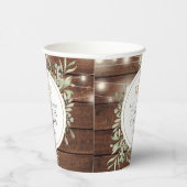 Rustieke Monogram Groene Huwelijksfeest voor Koppe Papieren Bekers (Rechts)