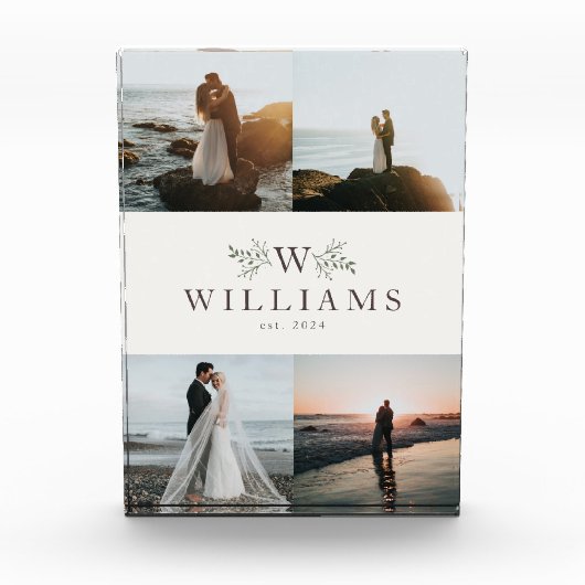Rustieke monogram huwelijkscollage voor pasgetrouw fotoblokken (Voorkant)