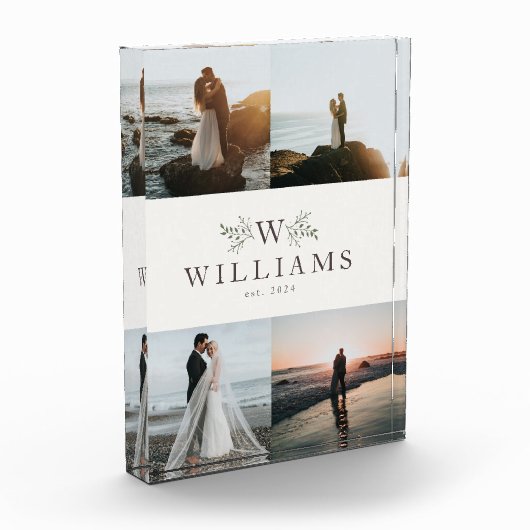 Rustieke monogram huwelijkscollage voor pasgetrouw fotoblokken (Links)