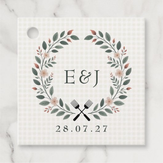 Rustieke Monogram I Do BBQ Bedankjes Labels (Voorkant)