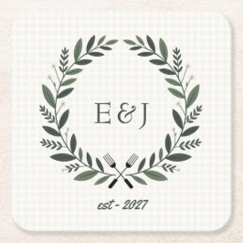 Rustieke Monogram I Do BBQ Bruiloft Bruidspartij Kartonnen Onderzetters