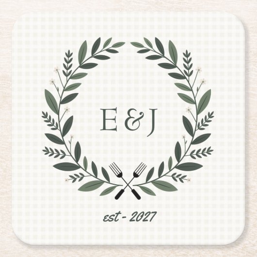 Rustieke Monogram I Do BBQ Bruiloft Bruidspartij Kartonnen Onderzetters (Voorkant)