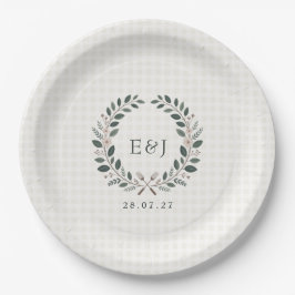 Rustieke Monogram I Do BBQ Bruiloft Papieren Bordje