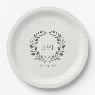 Rustieke Monogram I Do BBQ Bruiloft Papieren Bordje