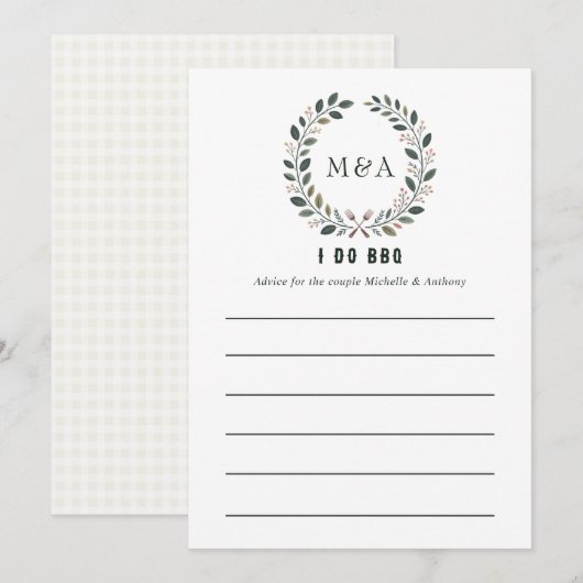 Rustieke Monogram 'I Do BBQ' Koppels Shower Advieskaart (Voorkant / Achterkant)