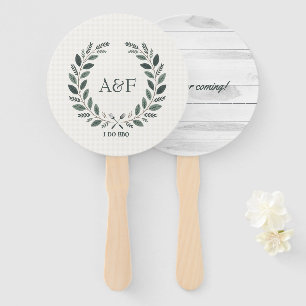 Rustieke Monogram I Do BBQ Trouwfeest Bruiloft Handwaaier