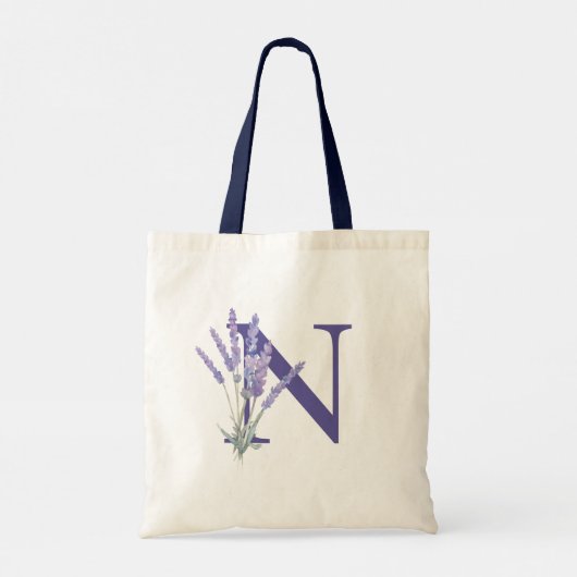 Rustieke Monogram Initiaal Lavendel Bloem Waterver Tote Bag (Achterkant)