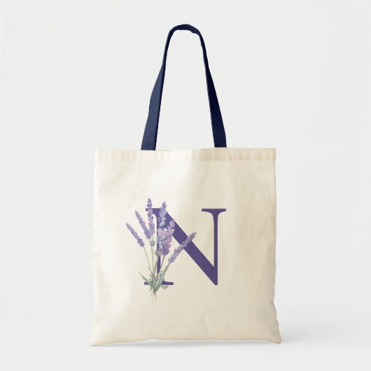 Rustieke Monogram Initiaal Lavendel Bloem Waterver Tote Bag (Voorkant)