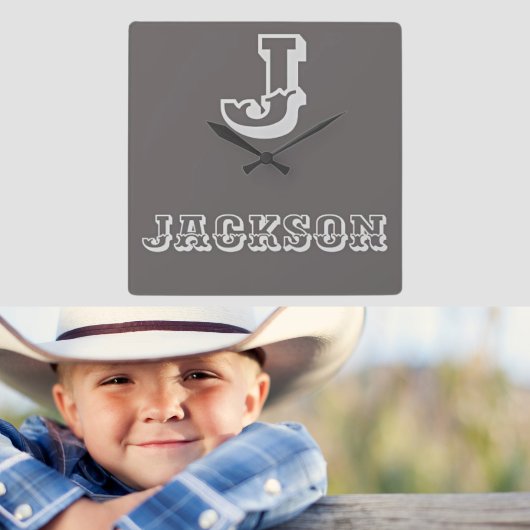 Rustieke Monogram Jongensnaam Klok voor de Babykam