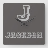 Rustieke Monogram Jongensnaam Klok voor de Babykam (Voorkant)