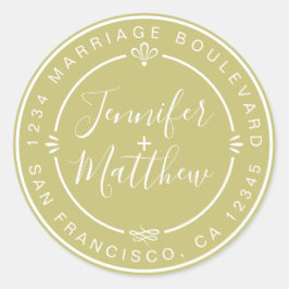 Rustieke Monogram Namen Retouradres Groen Ronde Sticker