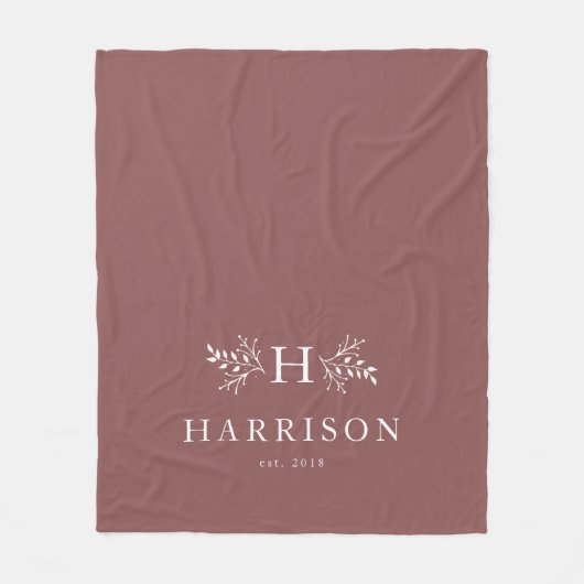 Rustieke monogram roze huwelijksdeken fleece deken (Voorkant)