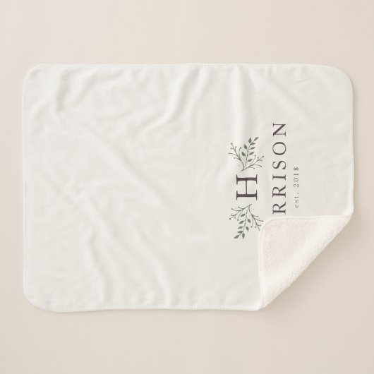 Rustieke monogram sherpa deken (Voorkant (horizontaal))